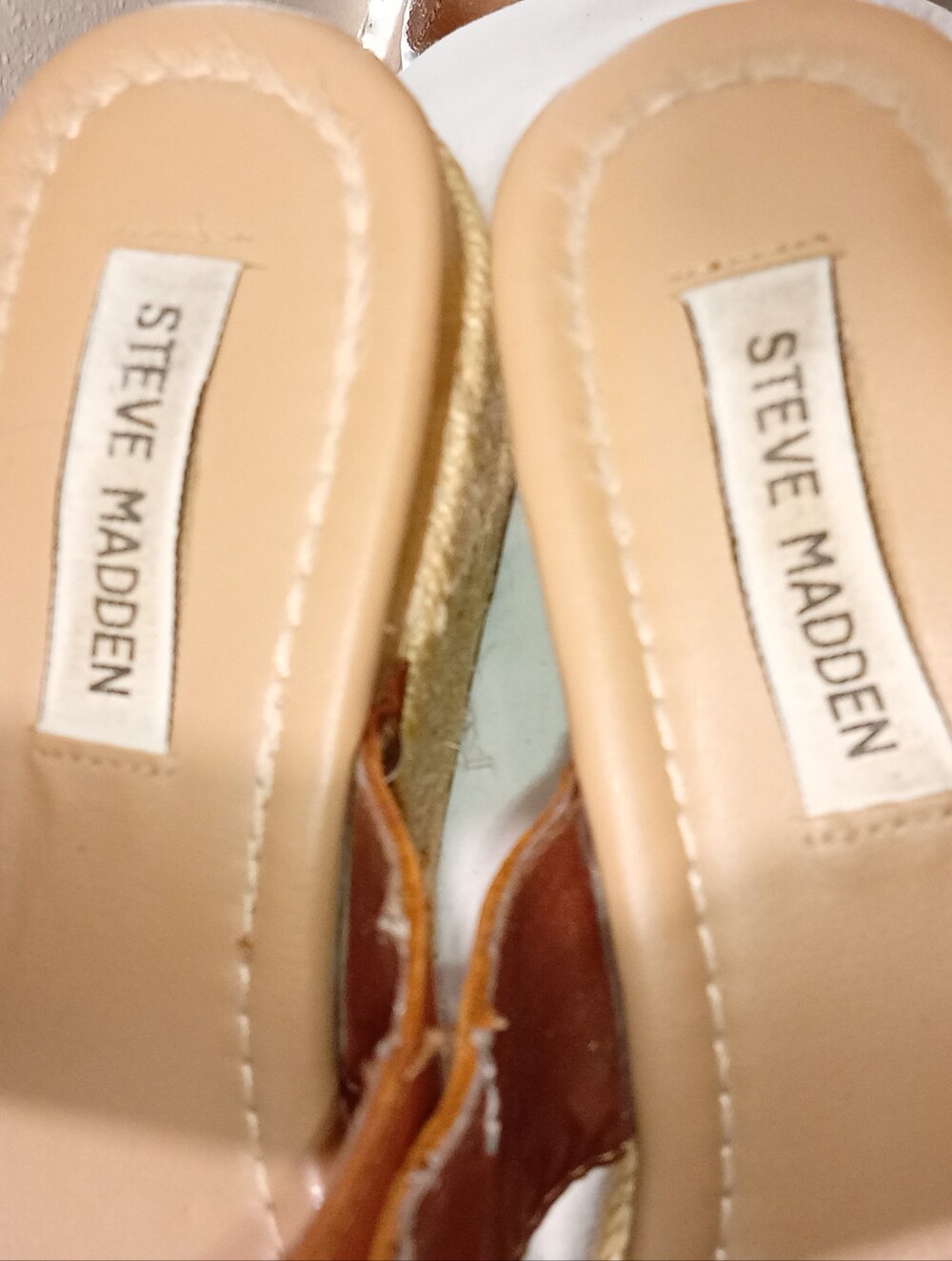 Women's Steve Madden Brown Double Strap Slide Espadrilles Sandals sz 9M - Picture 4 of 13